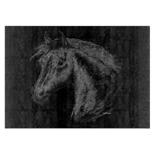 Horse: Black Cutting Board