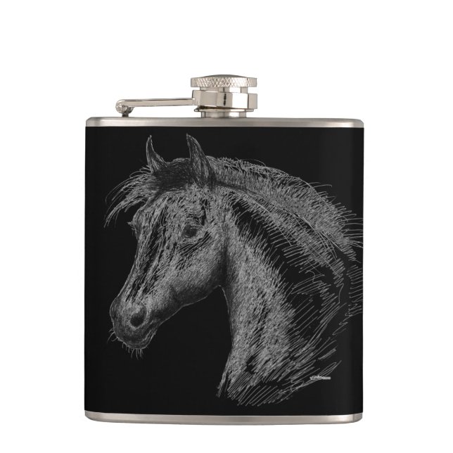 Horse:  Black Hip Flask (Front)