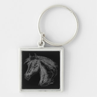 Horse: Black Key Ring