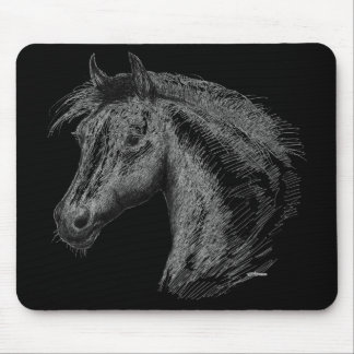 Horse: Black Mouse Pad