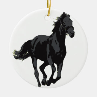 Horse - Black Stallion Ceramic Tree Decoration