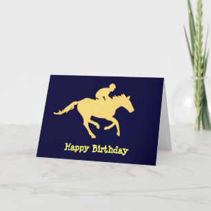 Horse Blue and Cream Birthday Card