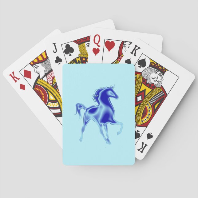 Horse Blue Playing Cards - Custom Colours (Back)