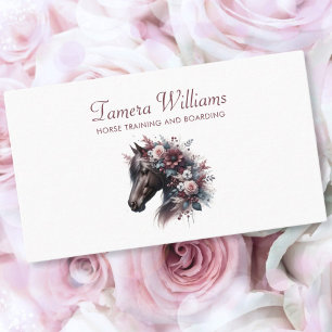 Horse Boarding Training Equestrian Service Floral Business Card