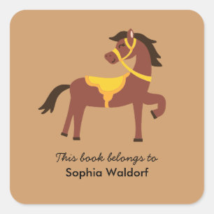 Horse Bookplate Square Sticker
