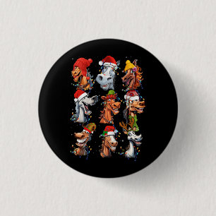 Horse Breeds Lover Merry Christmas Xmas Horseback 3 Cm Round Badge