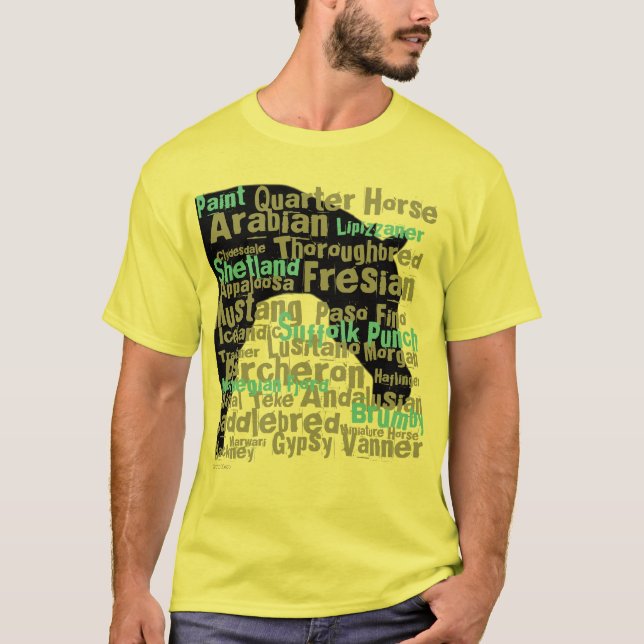 Horse Breeds Mens T-Shirt Yellow (Front)