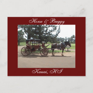 Horse & Buggy, Kauai, HI Postcard