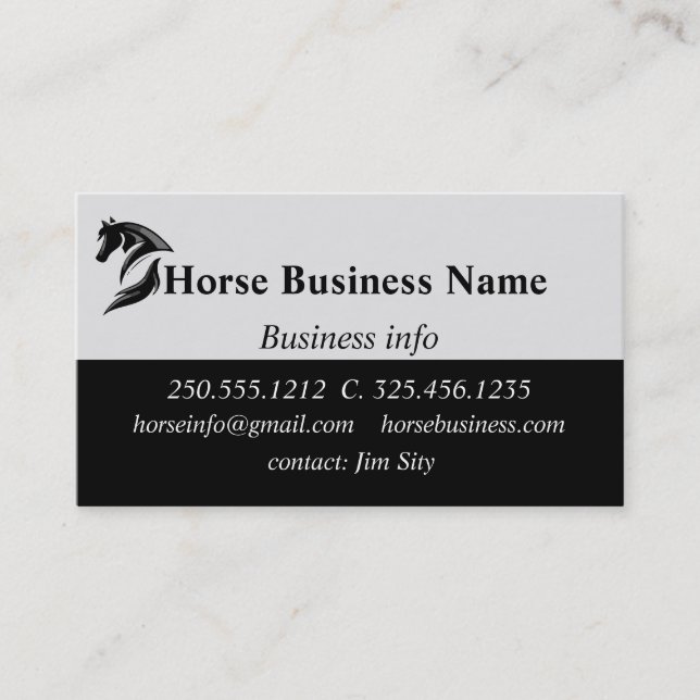 Horse Business Boarding Stables Riding Lessons   Business Card (Front)