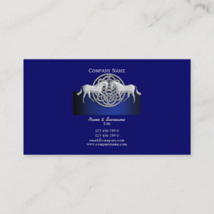 Horse business marketing blue black white celtic business card