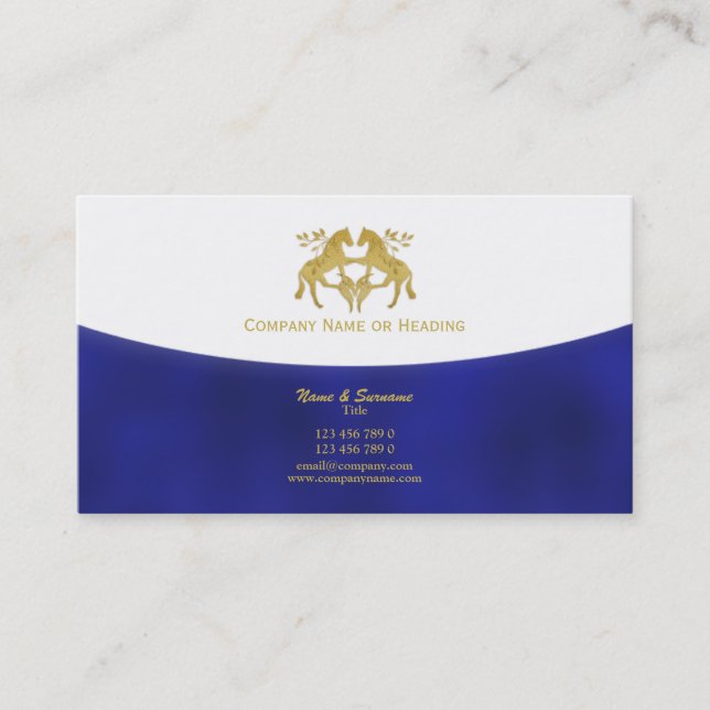 Horse business marketing blue gold card (Front)