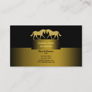 Horse business marketing gold black business card