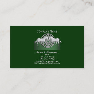 Horse business marketing green white celtic business card