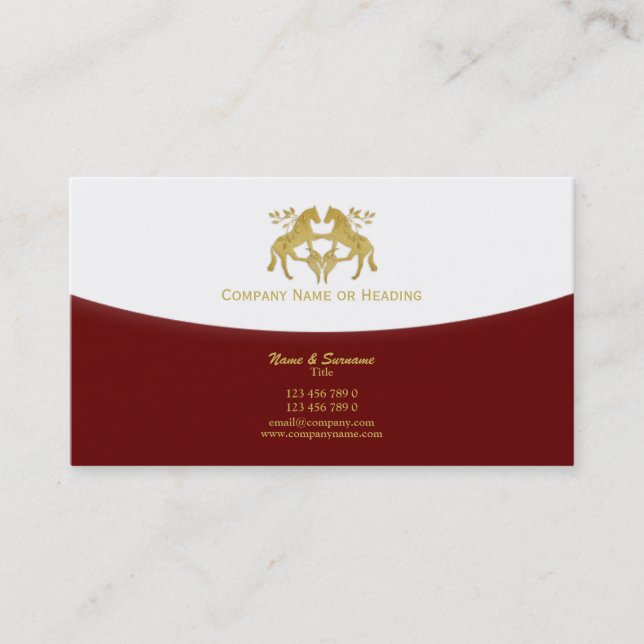 Horse business marketing red gold card (Front)