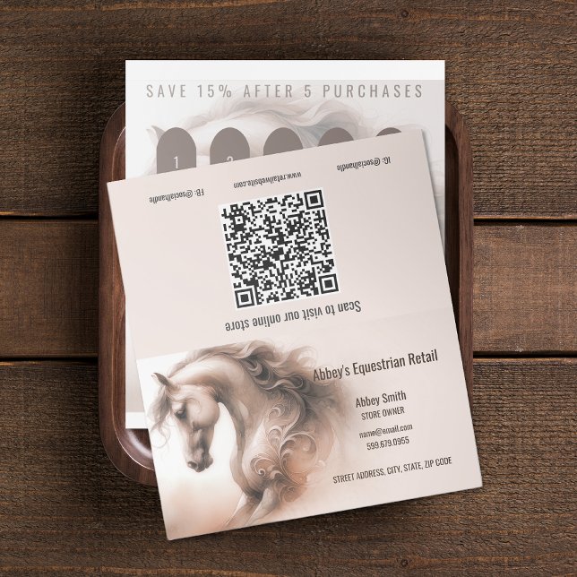 Horse Business QR Code Folded Loyalty Cards (Horse Business QR Code Folded Loyalty Cards)