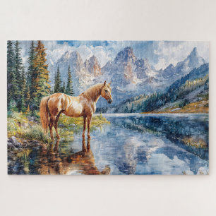 Horse by the Lake Scenic Jigsaw Puzzle