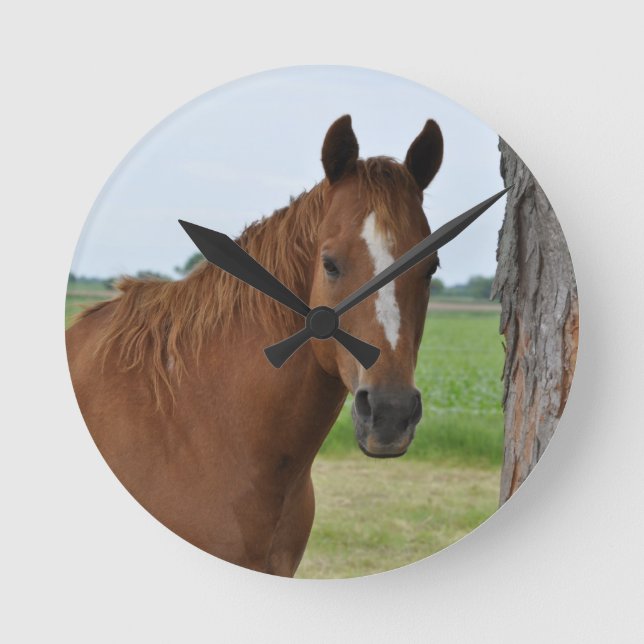 Horse by Tree Round Clock (Front)