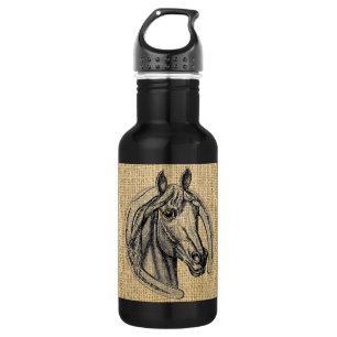 Horse Cameo on Burlap 532 Ml Water Bottle