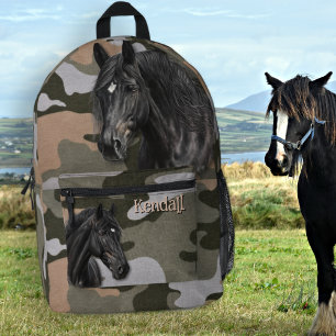 Horse Camo Teen Girl Name Backpack