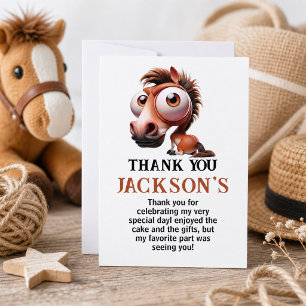 Horse Caricatures 1st Birthday Party Thank You Card