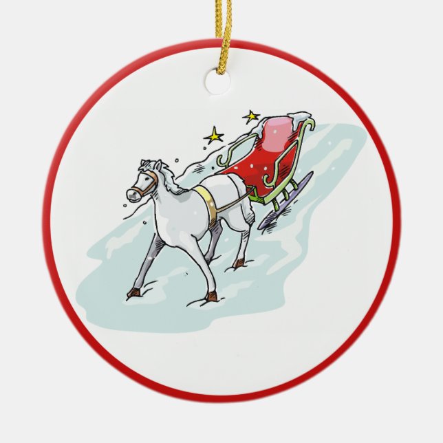 Horse & Carriage - Ceramic Tree Decoration (Front)