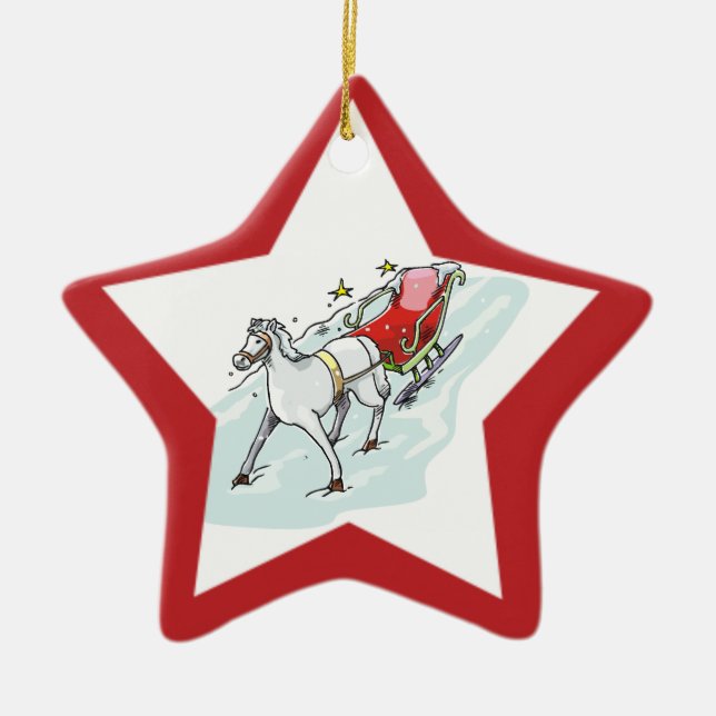 Horse & Carriage - Ceramic Tree Decoration (Front)