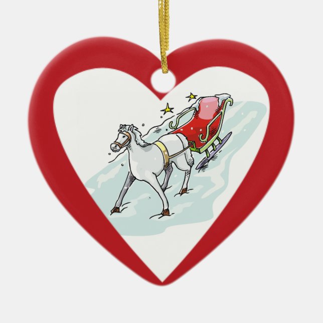 Horse & Carriage - Ceramic Tree Decoration (Front)
