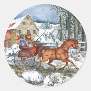 Horse & Carriage Classic Round Sticker