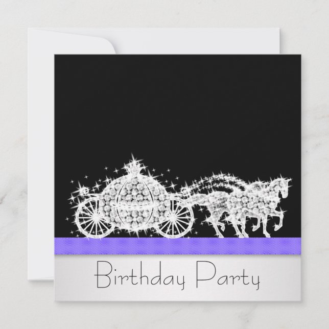 Horse Carriage Lavender Princess Birthday Party Invitation (Front)