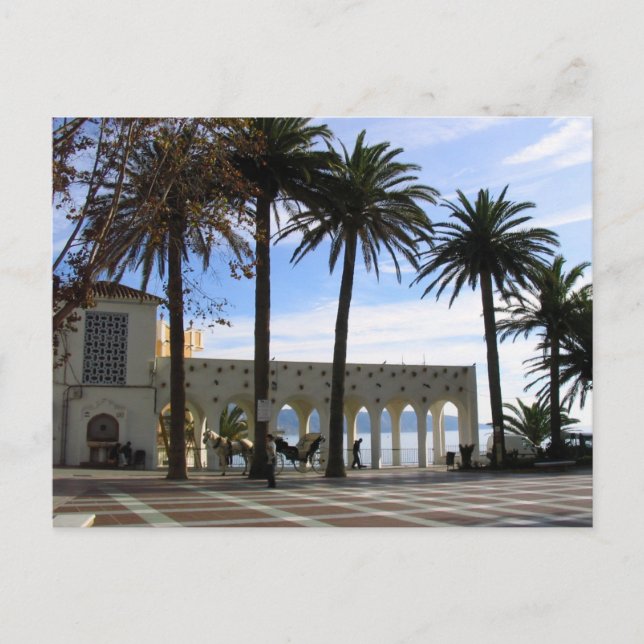 Horse & Carriage On The Promenade In Nerja, Spain Postcard (Front)