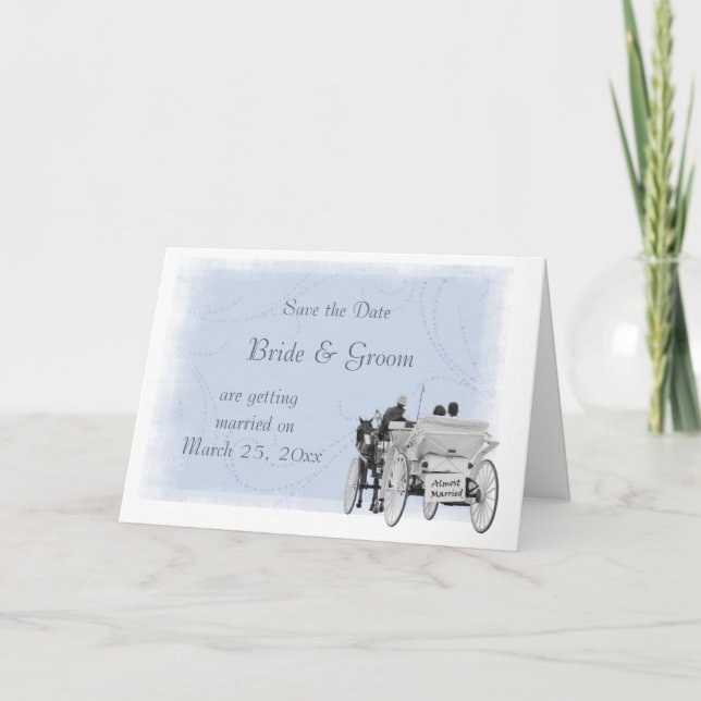 Horse & Carriage - Save the Date - Almost Married Announcement (Front)