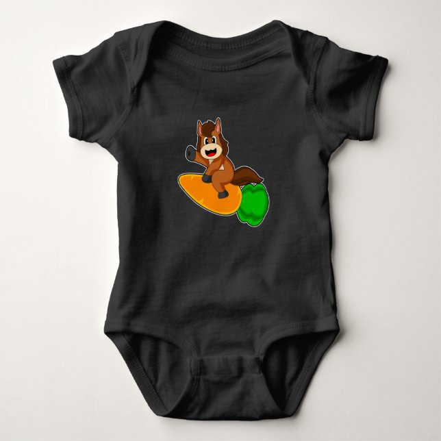 Horse Carrot Rocket Baby Bodysuit (Front)