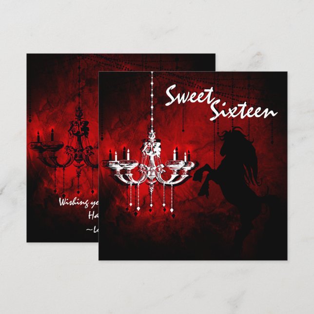 Horse Chandelier Sweet Sixteen Happy Birthday Card (Front/Back)