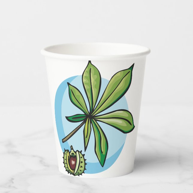 Horse Chestnut Leaf and Conker Paper Cups (Front)