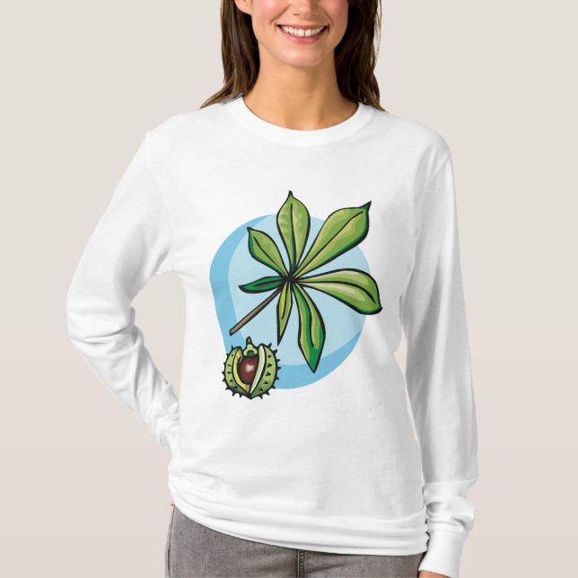 Horse Chestnut Leaf and Conker T-Shirt (Front)