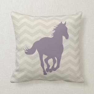 Horse Chevron Pattern Lavender Grey Cream Cushion