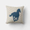 Horse Chevron Pattern Navy Blue Grey Cream