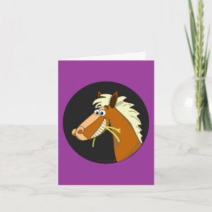 Horse Chewing Hay Birthday Card (purple)