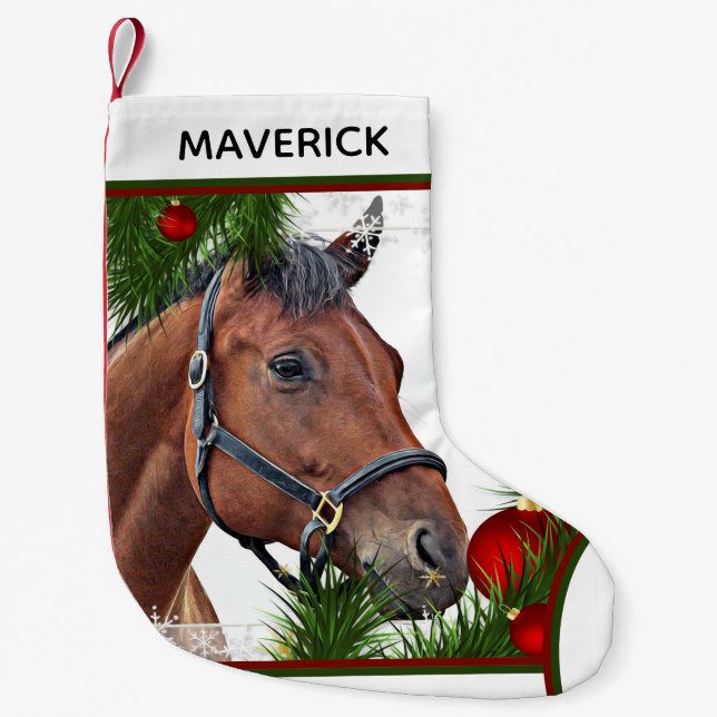 Horse Christmas Equestrian Equine Cute Pony Horse Small Christmas Stocking (Front)