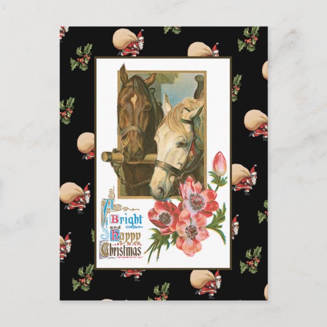 Horse Christmas Holiday Postcard (Front)