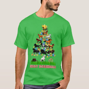 Horse Christmas Horses Christmas Tree  T-Shirt