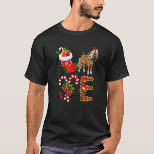 Horse Christmas Lights Led Santa Hat Christmas T-Shirt