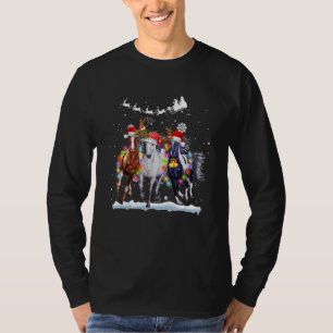 Horse Christmas Lights Reindeer Santa Hat Horse T-Shirt