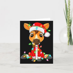 Horse Christmas Lights Santa Costume Cute Animal X Card