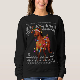 Horse Christmas Lights Santa Hat Xmas Ornament Sweatshirt