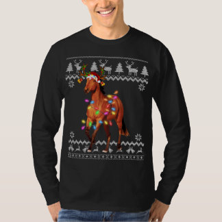 Horse Christmas Lights Santa Hat Xmas Ornament T-Shirt