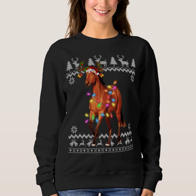 Horse Christmas Lights   Xmas Ornament Sweatshirt (Front)