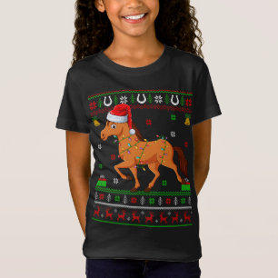 Horse Christmas Lights Xmas Ugly T-Shirt