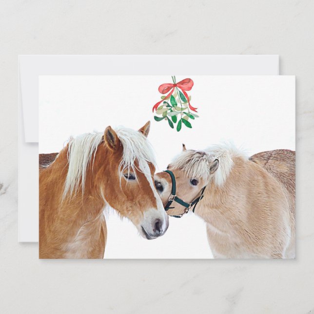 Horse Christmas Mistletoe Equestrian Cute Ponies Invitation (Front)