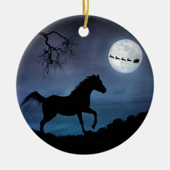 Horse Christmas Ornamet Ceramic Tree Decoration (Front)
